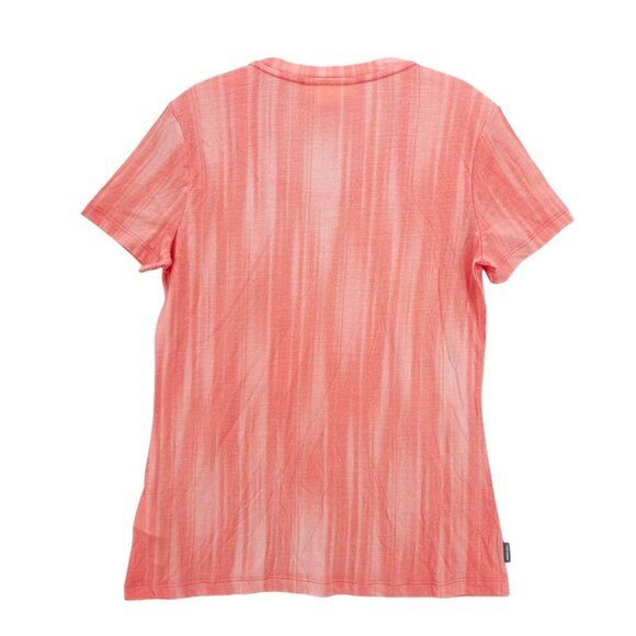 ICEBREAKER Woman 100% Merino 150 Short Sleeve Tee Coral Striped Size SMALL - Picture 2 of 6